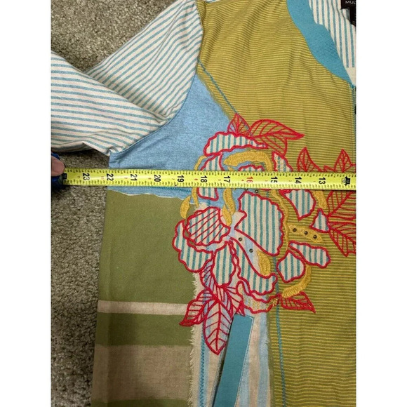 Womens Cardigan Bomber Jacket Mix Media Print Multicolor Print Artsy Boho LARGE - Picture 11 of 11